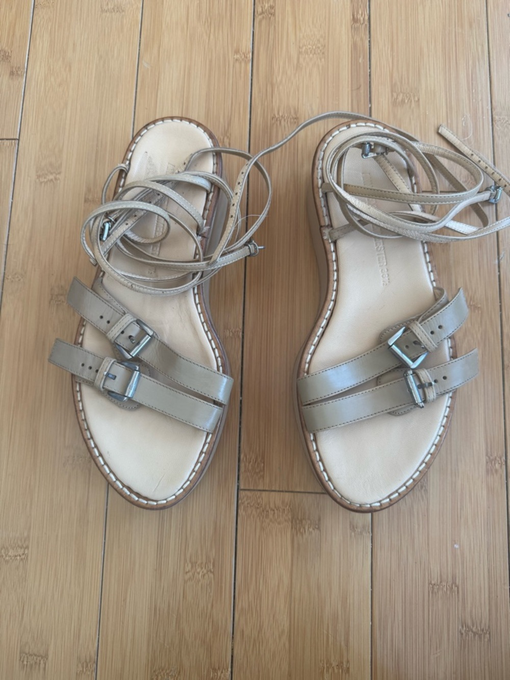 Ann Demeulemeester Leather Lace-Up Sandals *MIS-MATE*